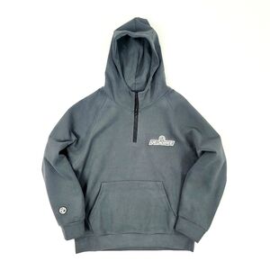 Pedigree Sueded Zipneck Hoodie with 3D PVC Patches 1/4 Zip | Gray